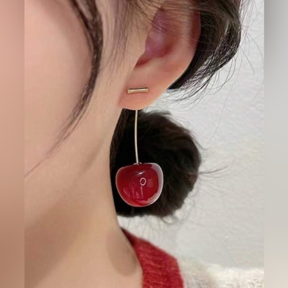 ✨NEW Elegant Red Cherry Drop Earrings